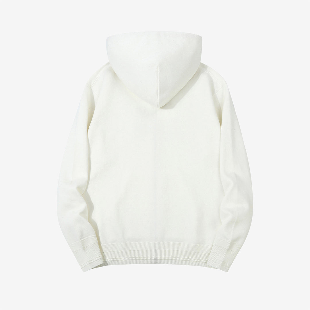 Un-Useless 170416 inlay knit full zip hoodie made in Japan SWKNIT zip hooded sweatshirt white back view