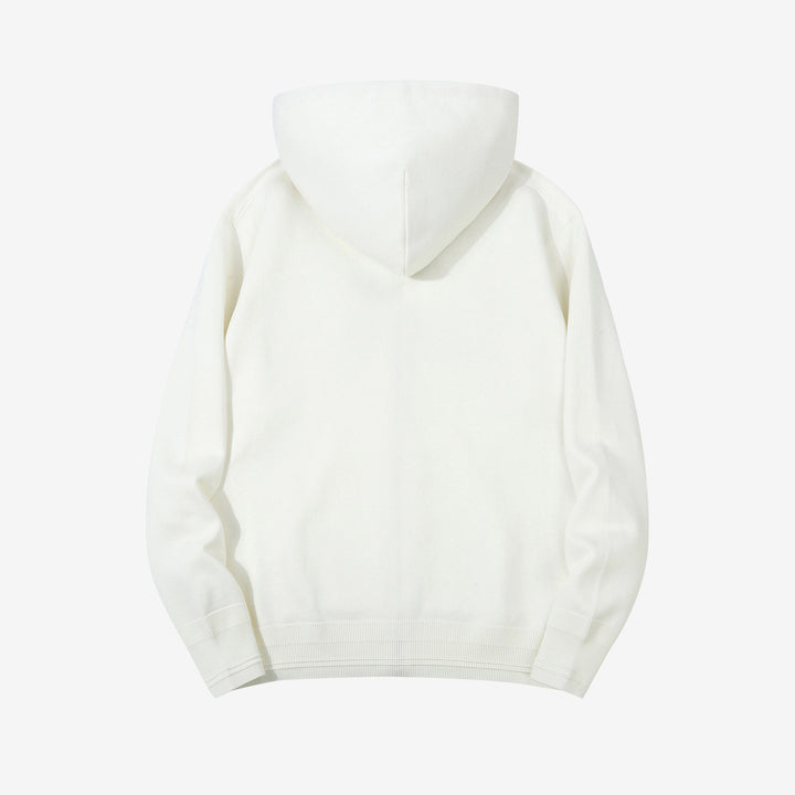 Un-Useless 170416 inlay knit full zip hoodie made in Japan SWKNIT zip hooded sweatshirt white back view