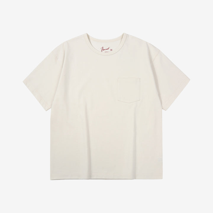 Boncoura High Density Heavyweight Pocket T-Shirt Made in Japan White Front