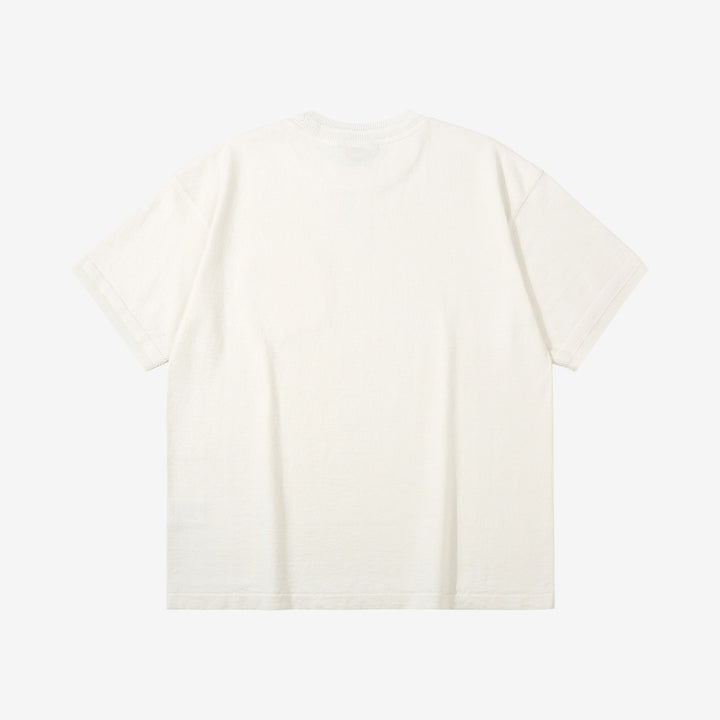 Un-Useless 170205 linen KNITEE short sleeve crew neck pocket knit T-shirt made in Japan white back view