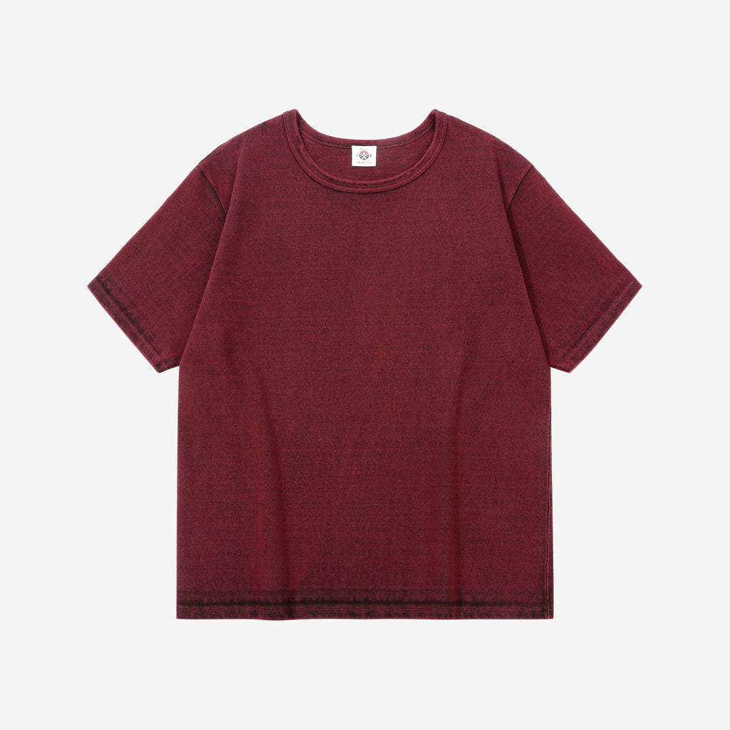 Samurai Jeans SJST-TW01 extra heavyweight T-shirt made in Japan crew neck bordeaux front view